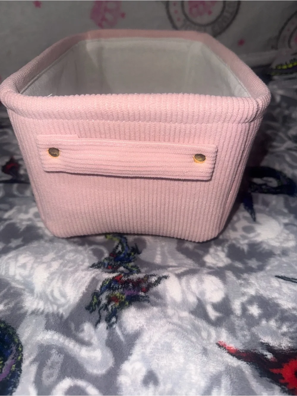 Juicy Couture Blush Pink Corduroy Storage Bin Basket